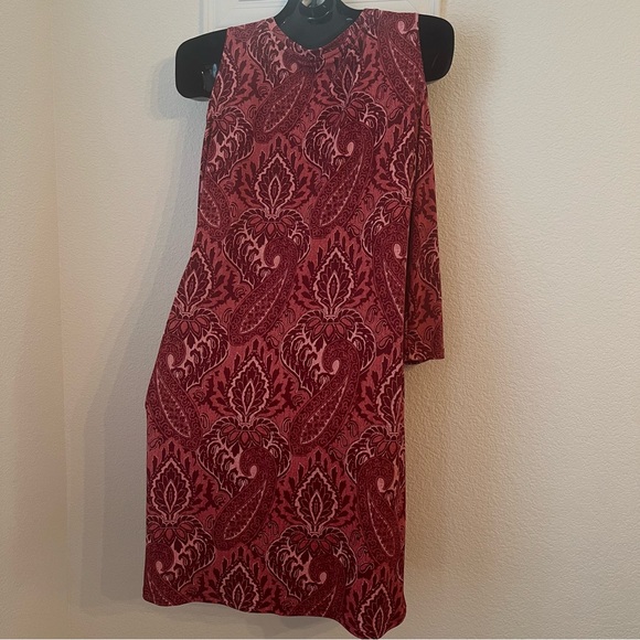 Michael Kors Dark Lipstick Paisley Cold Shoulder Knee-Length Dress. Sz. M - Picture 3 of 8